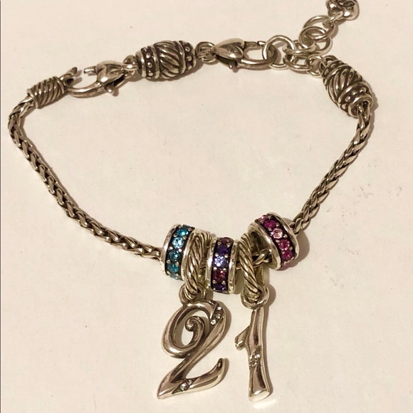 🆕 Brighton Number Two #2 silver charm with crystals Retired style NWOT - Picture 3 of 4